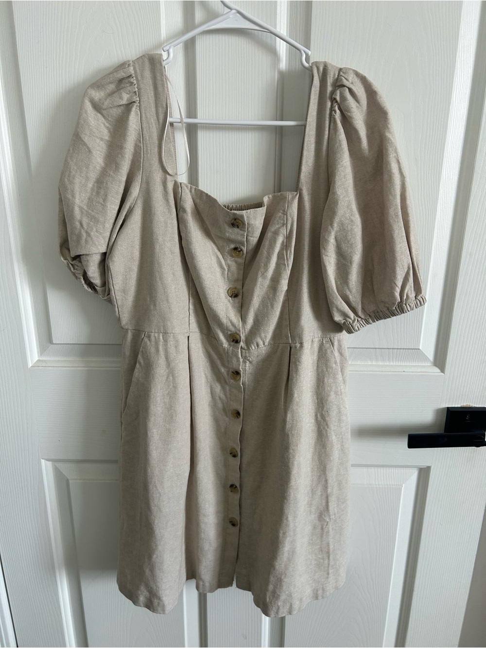 Old Navy Cream Puff-Sleeve Button-Front Mini Dress